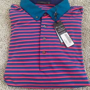 Greyson Men's Polo Shirt - Blue and Pink Stripes
